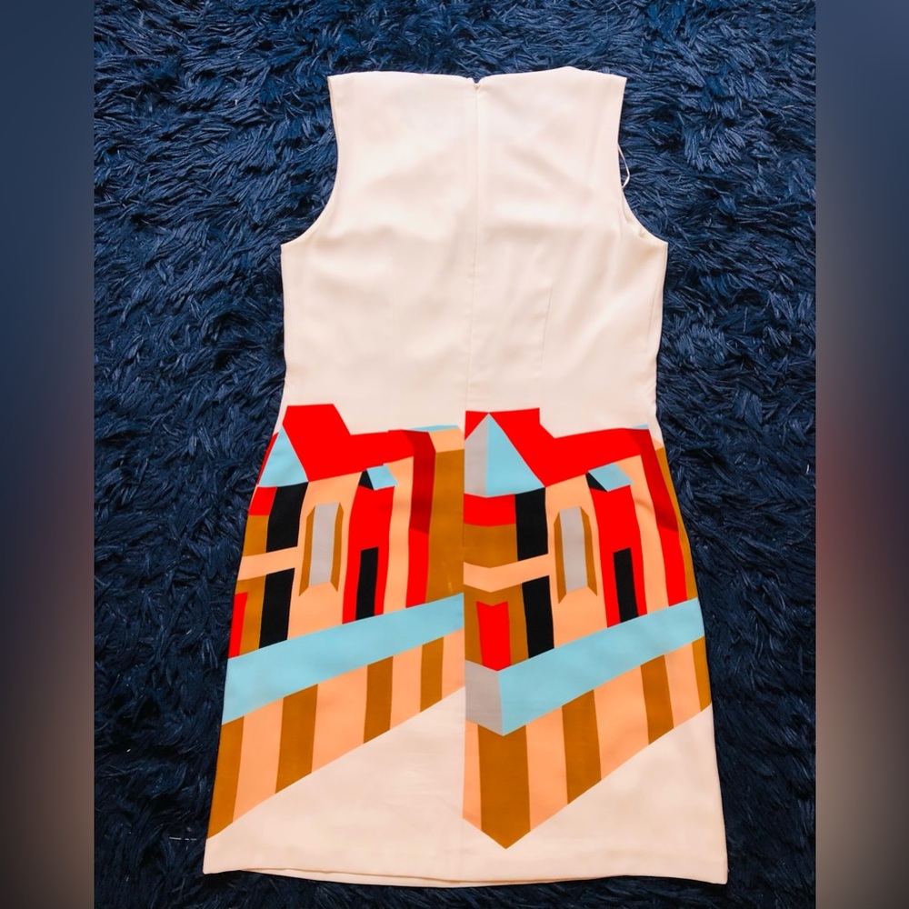 NWOT Vince Camuto Cream Villa Print Beaded Shift Mini Dress. Size 2 - Picture 2 of 12